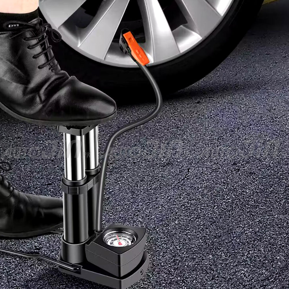 Manual Foot Air Pump with Meter For Bike, Car & Bicycle