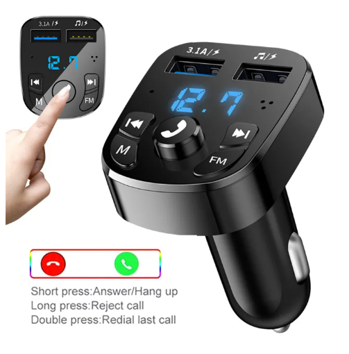 Car Charger FM Transmitter Bluetooth Audio Dual USB Car MP3