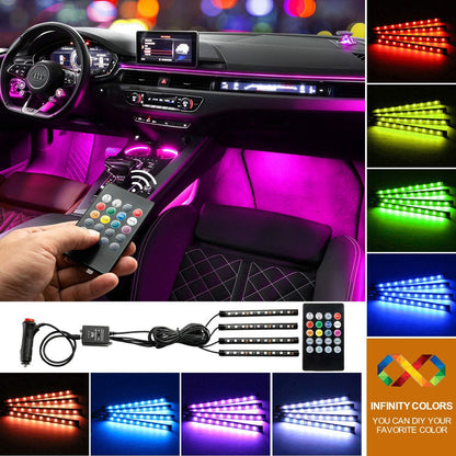 RGB LED Car Ambient Lighting Kit with Remote Control