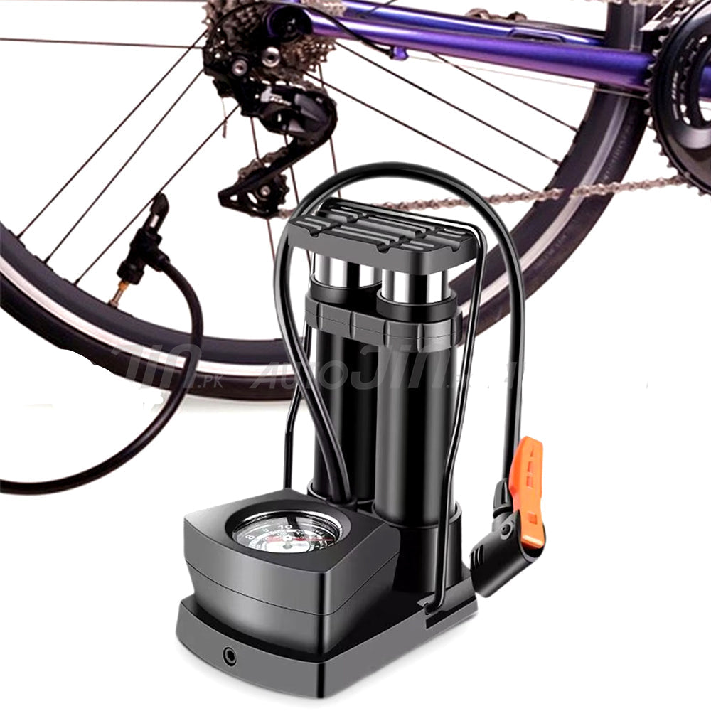 Manual Foot Air Pump with Meter For Bike, Car & Bicycle