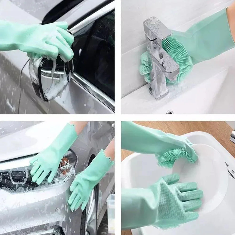 Silicone Scrubbing Gloves - For Kitchen and Shower Bath