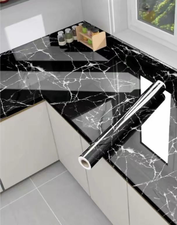 Premium Self-Adhesive Black Marble  Sheet – Heat & Oil Resistant