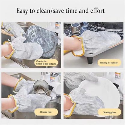 Multi-Purpose Durable Cleaning Glove with Steel Scrubber