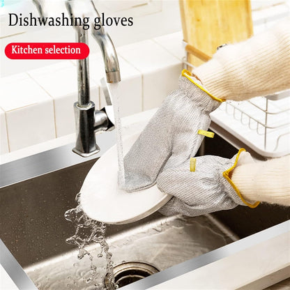 Multi-Purpose Durable Cleaning Glove with Steel Scrubber