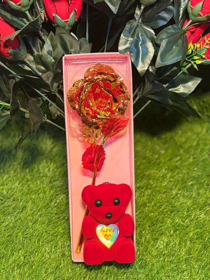 Valentine Artificial Rose With Teddy