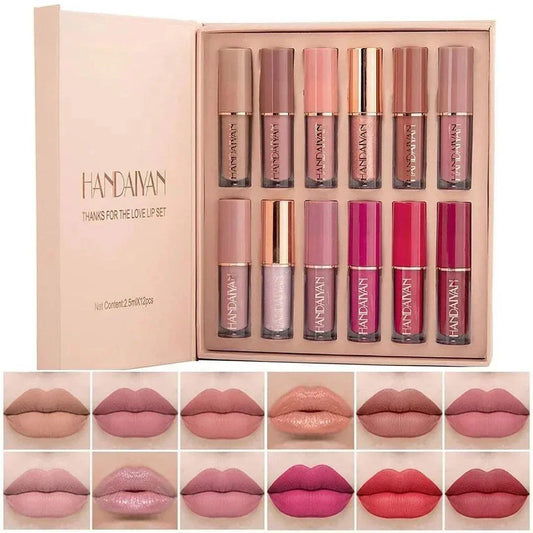 12 Colors Handaiyan Matte Liquid Lipstick Set