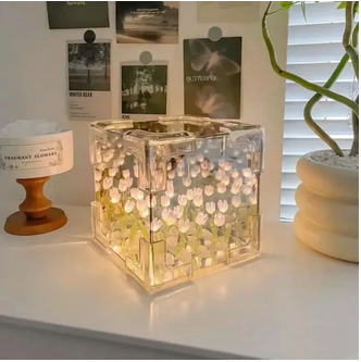 Creative Diy Tulip Flower Sea Cube Night Lamp