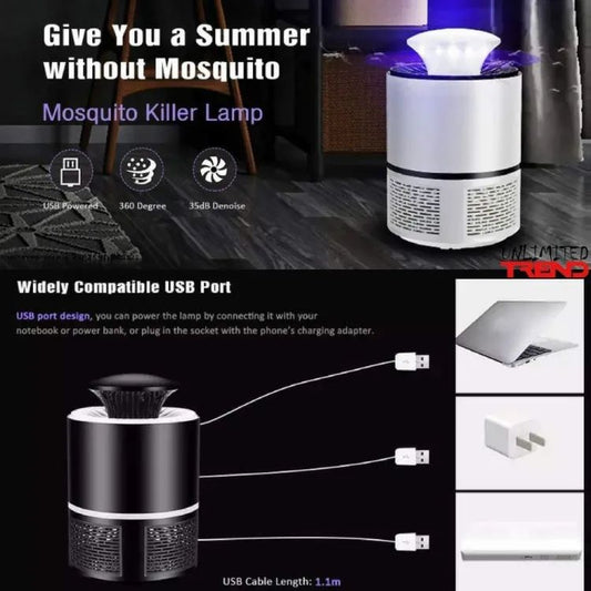Electric Mosquito Trap Blue Light Mosquito Killer Lamp with USB Power Suction Fan No Zapper Child Safe