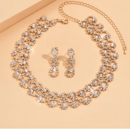 Jewelry Set Rhinestone Earrings Necklace New Wedding Party Luxury Fashion Accessories